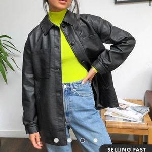 Asos Black Faux Leather Shacket